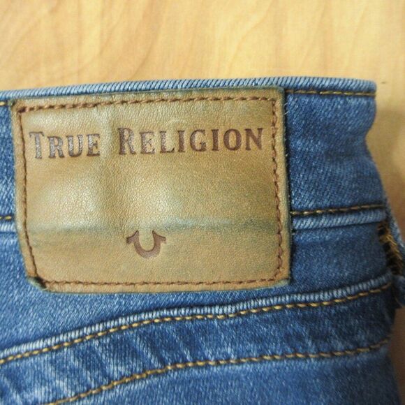TRUE RELIGION Halle Mid‎ Rise Super Skinny Jeans Womens Sz 24 Blue Stretch Denim - Picture 13 of 16